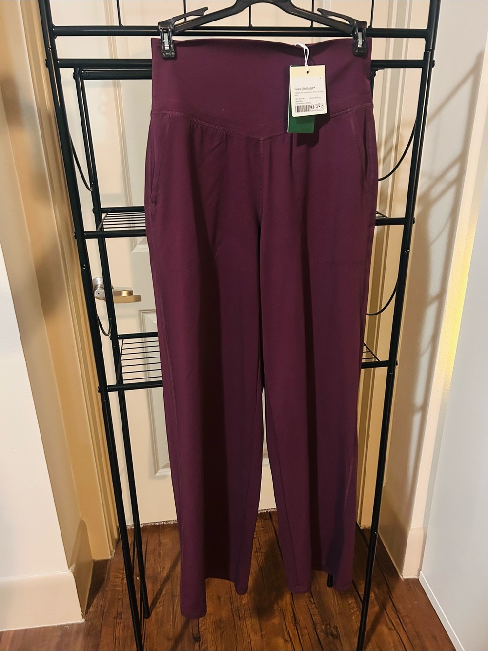 HALARA High-Rise Wide-Leg Joggers in Deep Plum
